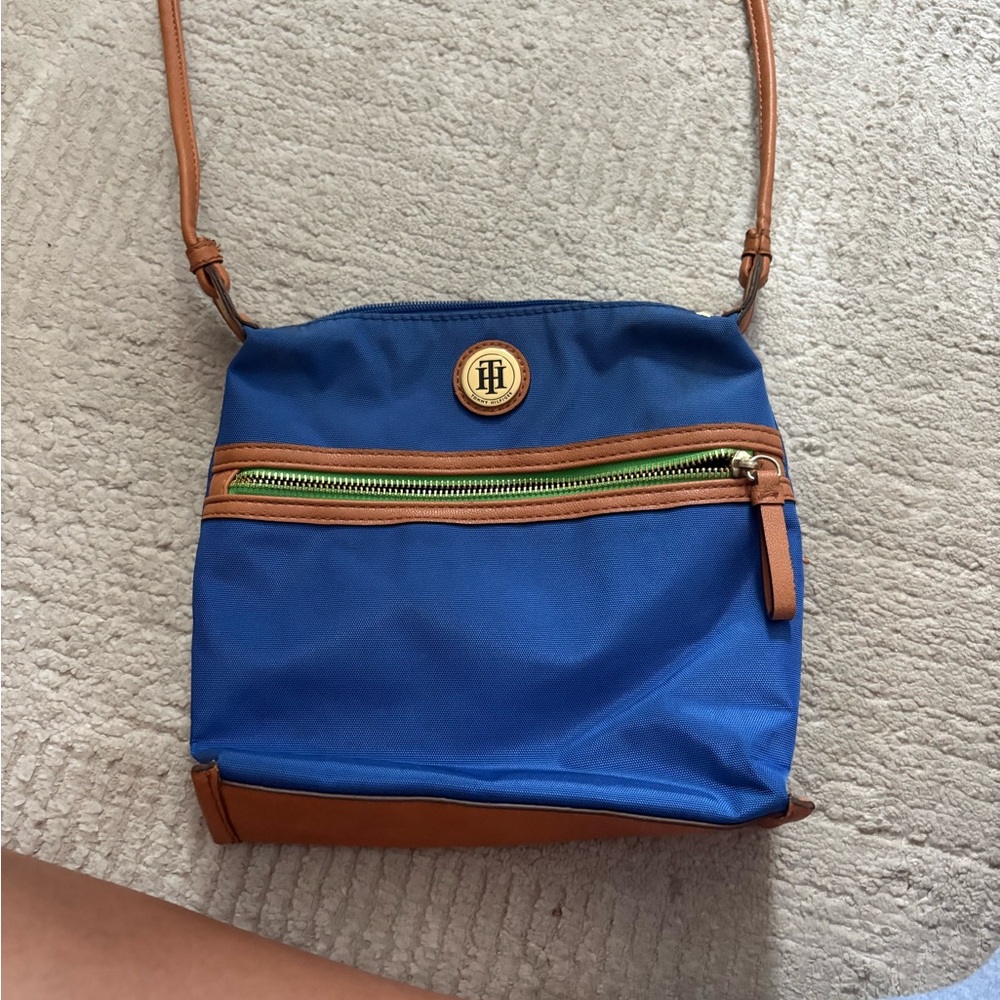 Tommy Hilfiger Blue and Brown Crossbody Bag
